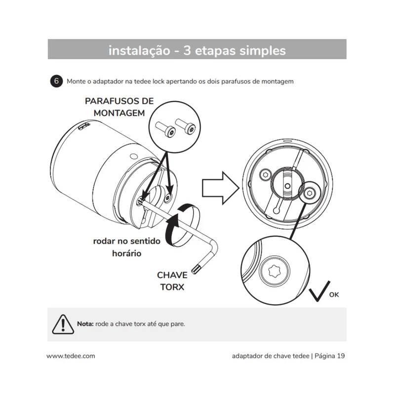 Tedee Adaptador Europeu - Adaptador para cilindro Europeu