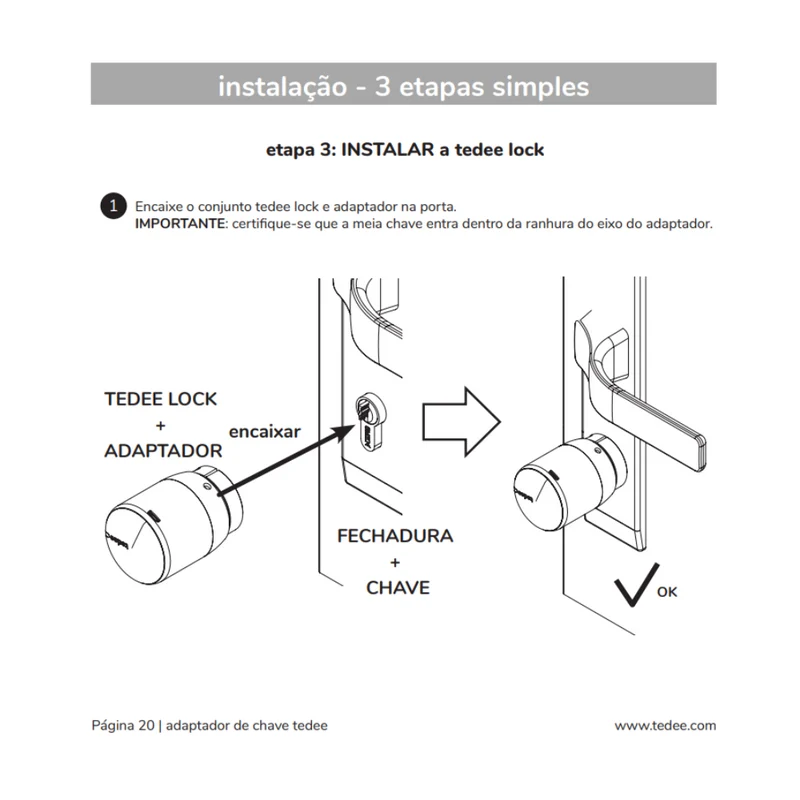 Tedee Adaptador Europeu - Adaptador para cilindro Europeu