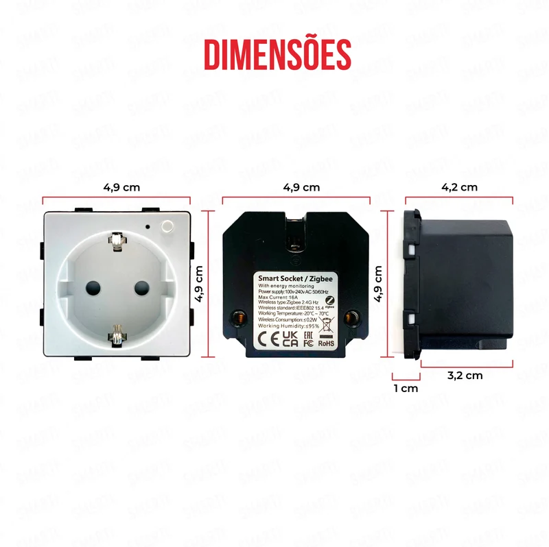 Smartify vPRO Módulo Tomada Inteligente Zigbee c/ Medidor de Energia Branco - SYPMTEZBBR
