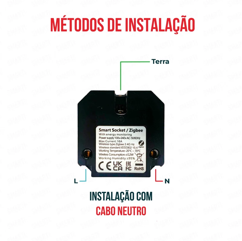 Smartify vPRO Módulo Tomada Inteligente Zigbee c/ Medidor de Energia Branco - SYPMTEZBBR