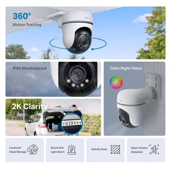 TP-Link TAPO TC41 Câmara Exterior inteligente IP65 (WiFi) Motorizada Pan/Tilt 2K