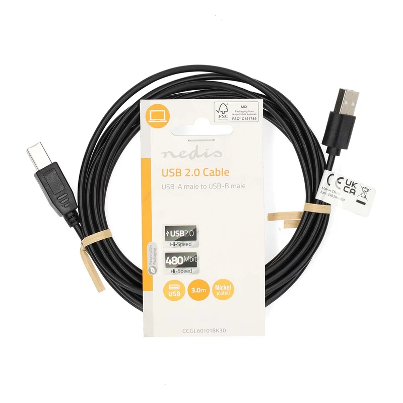 USB-Kabel USB 2.0 - USB-A Male - USB-B Male