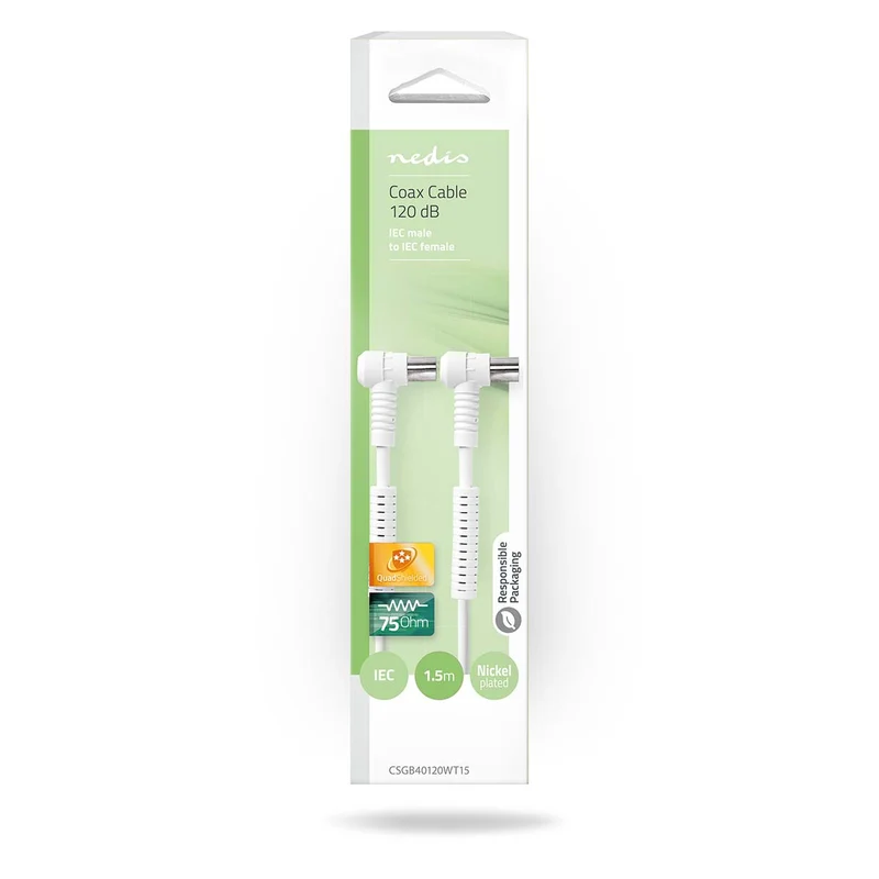 Coaxkabel IEC (Coax) Male - IEC (Coax) Female - Vernikkeld