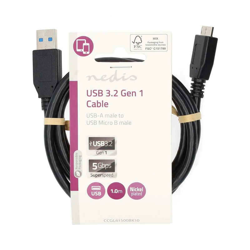 USB-Kabel USB 3.2 Gen 1 - USB-A Male - USB Micro-B Male