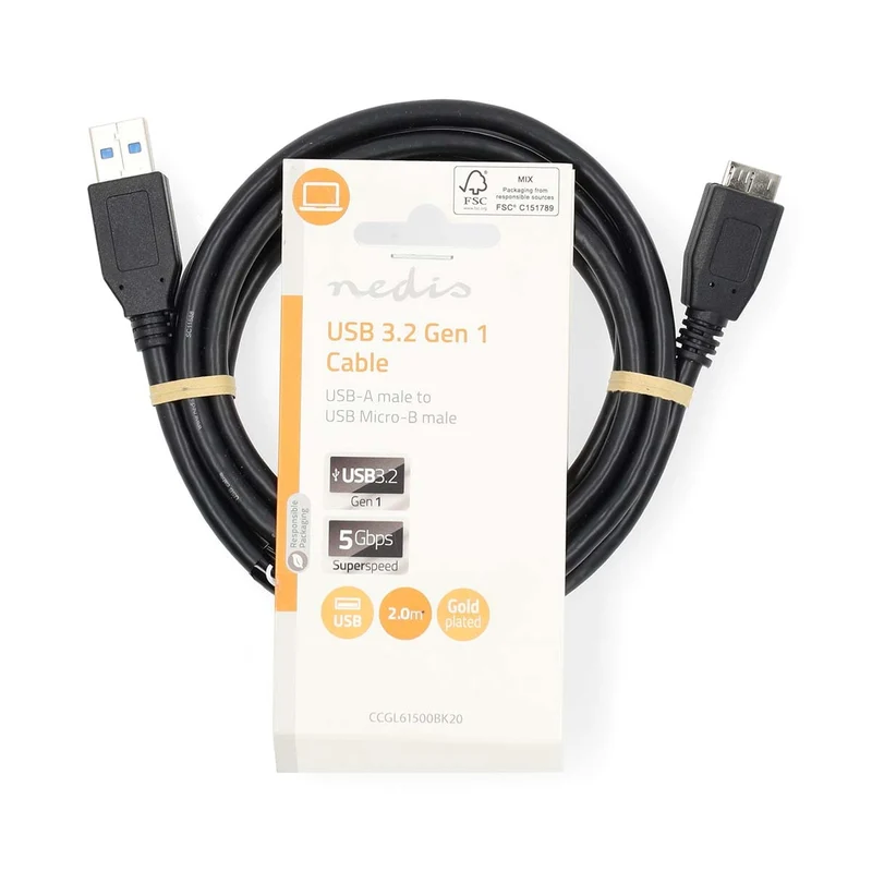 USB-Kabel USB 3.2 Gen 1 - USB-A Male - USB Micro-B Male