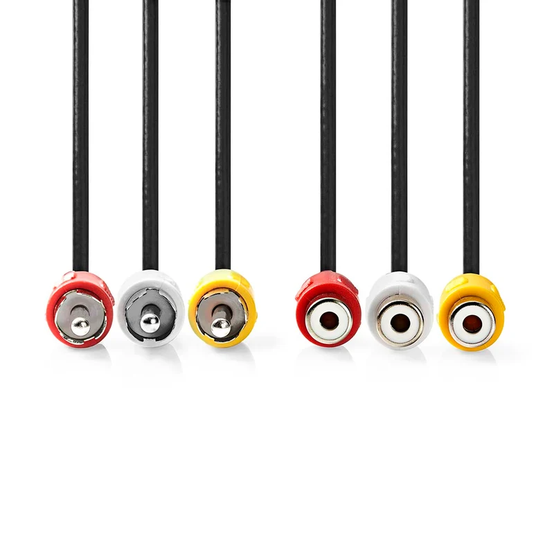 Composiet Videokabel 3x RCA Male - 3x RCA Female - Vernikkeld
