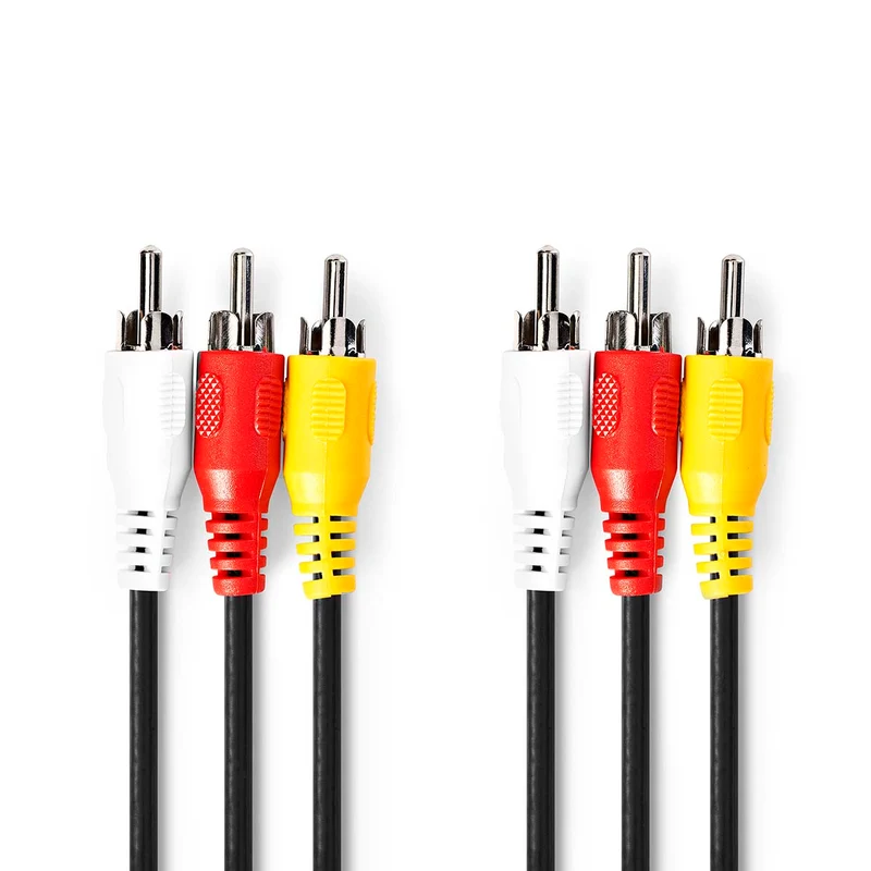 Composiet Videokabel 3x RCA Male - 3x RCA Male - Vernikkeld