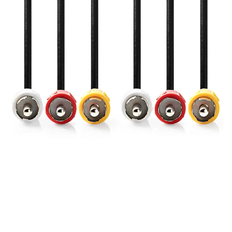 Composiet Videokabel 3x RCA Male - 3x RCA Male - Vernikkeld