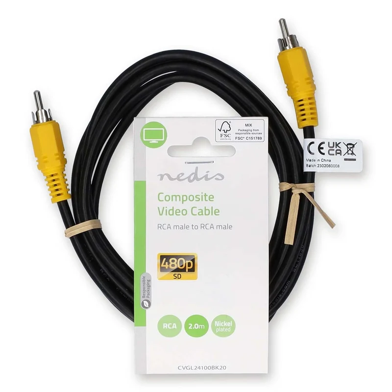 Composiet Videokabel RCA Male - RCA Male - Vernikkeld