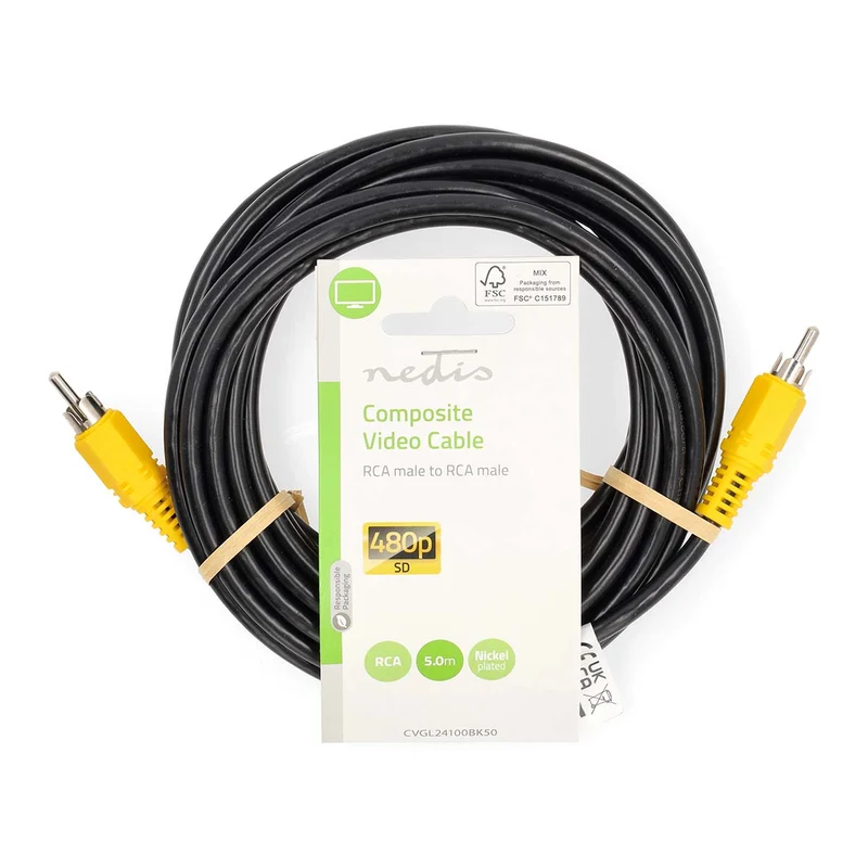 Composiet Videokabel RCA Male - RCA Male - Vernikkeld