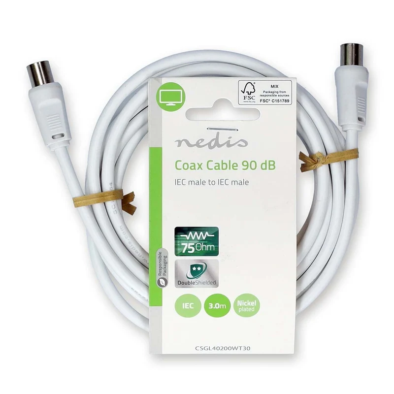 Coaxkabel IEC (Coax) Male - IEC (Coax) Male - Vernikkeld