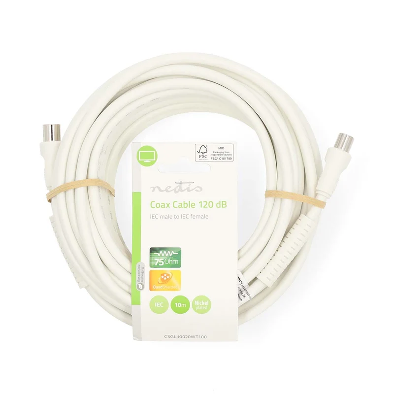 Coaxkabel IEC (Coax) Male - IEC (Coax) Female - Vernikkeld