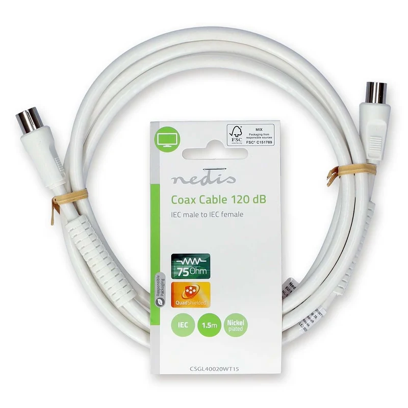 Coaxkabel IEC (Coax) Male - IEC (Coax) Female - Vernikkeld