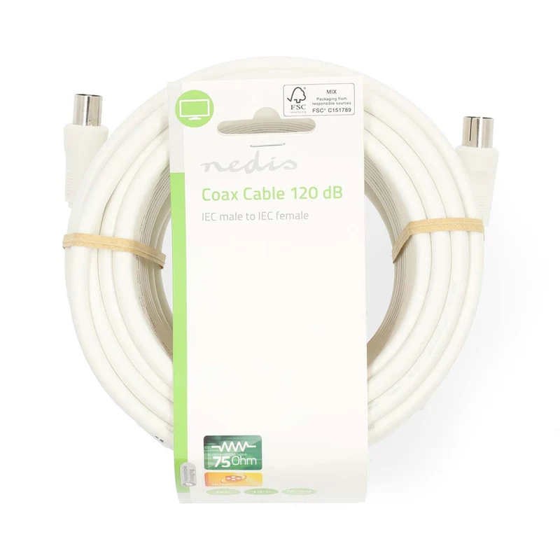 Coaxkabel IEC (Coax) Male - IEC (Coax) Female - Vernikkeld