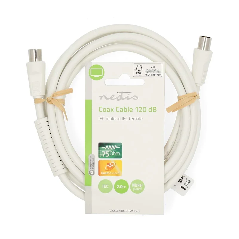 Coaxkabel IEC (Coax) Male - IEC (Coax) Female - Vernikkeld