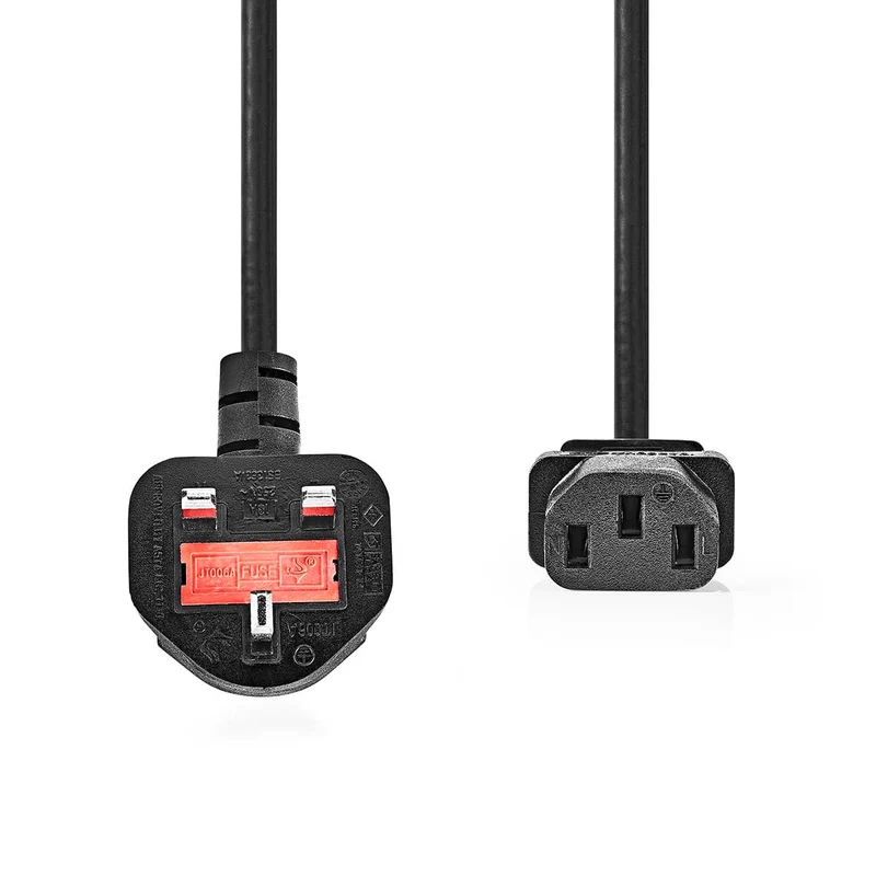 Stroomkabel UK Male - IEC-320-C13 - Gehoekt