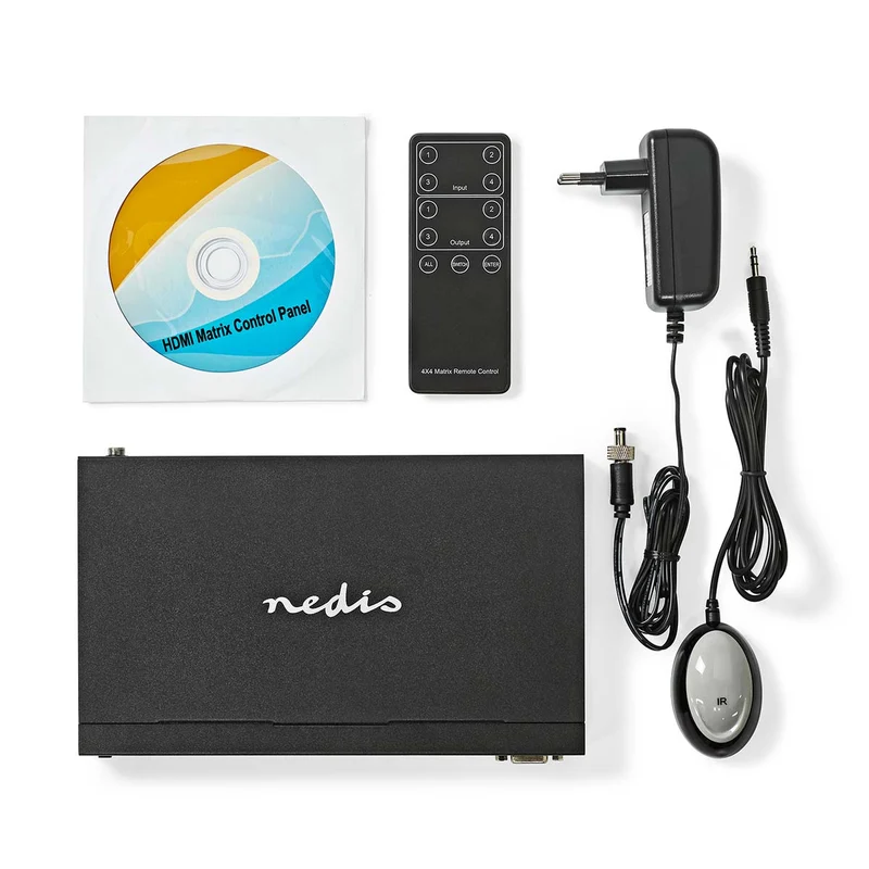 HDMI™ Matrix-Switch 4 x 4-Poorts poort(en) - DC Power / 1x RS232 / 4x HDMI™ Input - 4x HDMI™ Output