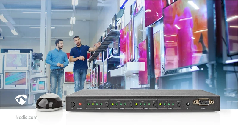 HDMI™ Matrix-Switch 4 x 4-Poorts poort(en) - DC Power / 1x RS232 / 4x HDMI™ Input - 4x HDMI™ Output