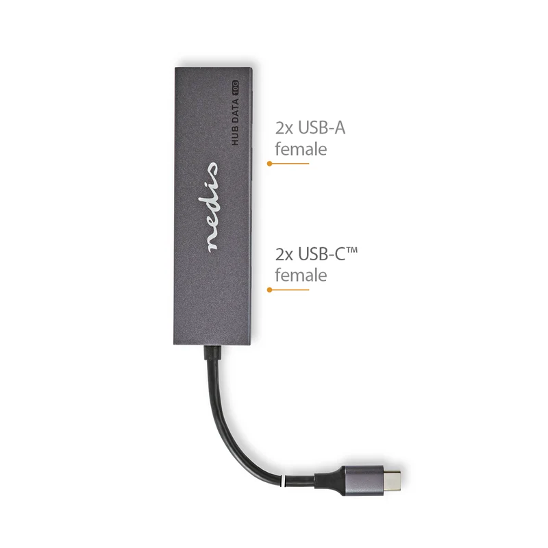 USB-Hub 1x USB-C™ 3.2 Gen 2 Male - 2x USB-A 3.2 Gen 2 Female / 2x USB-C™ 3.2 Gen 2 Female - 4-Poorts poort(en)