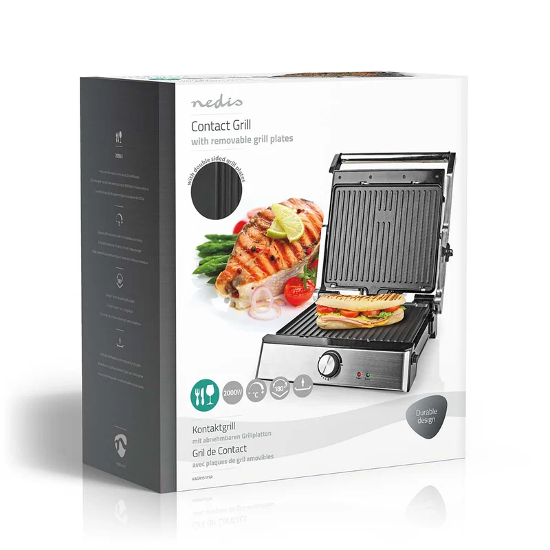 Contact Grill 2000W - 29 x 23 cm - Regelbare temperatuur