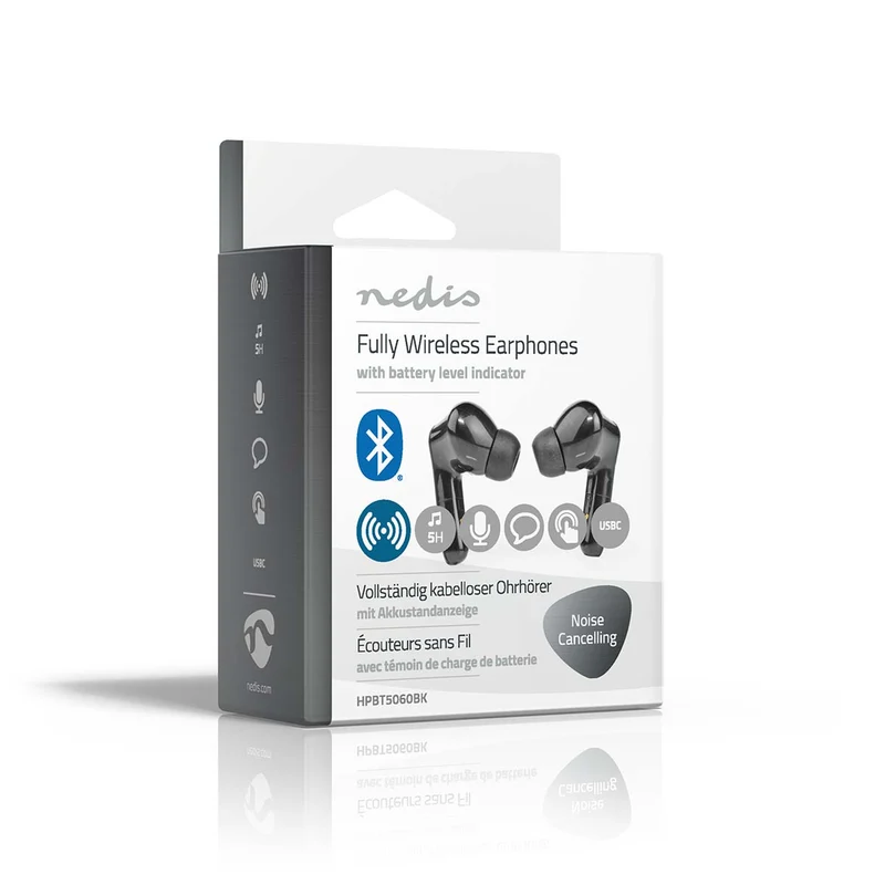 Volledig Draadloze Oordopjes ANC (Active Noise Cancelling) - Bluetooth® - Batterij 1 werkingstijd standaard verbruik: 300 min