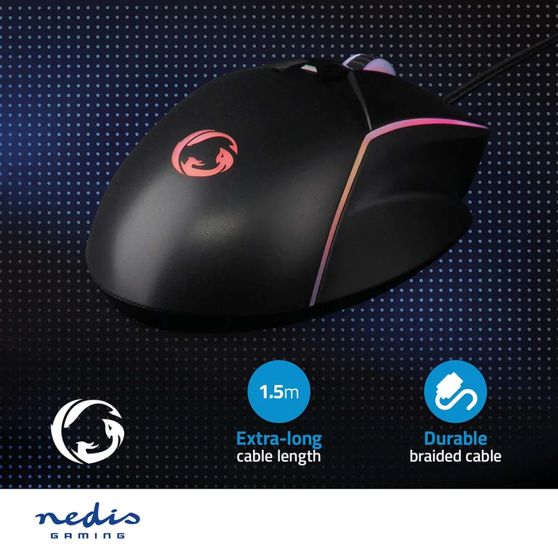 Gaming Muis Bedraad - 800 / 1200 / 2400 / 3200 / 4800 / 7200 dpi - Instelbare DPI