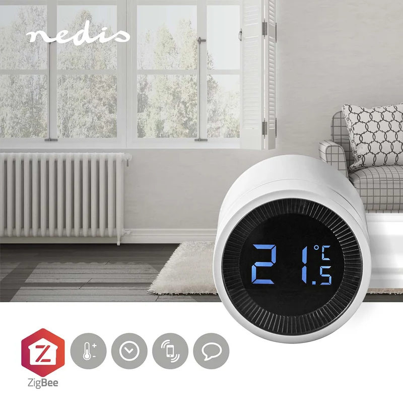 Nedis Válvula termostática Controlador de Radiador Zigbee 3.0 em Branco