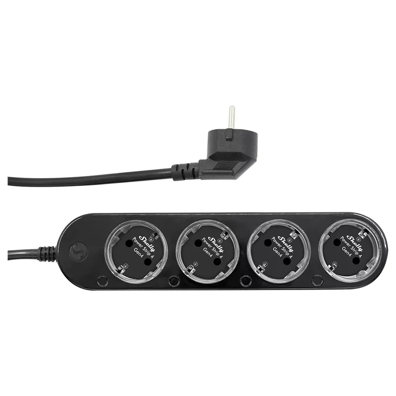 Shelly Extensão Inteligente Multiprotocolo com 4 Tomadas e Medição Individual 1,5m -Shelly Power Strip 4 Gen4 Black em Preto