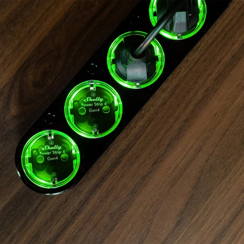 Shelly Extensão Inteligente Multiprotocolo com 4 Tomadas e Medição Individual 1,5m -Shelly Power Strip 4 Gen4 Black em Preto