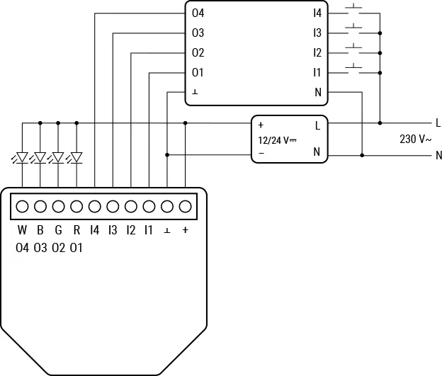 Shelly Módulo Desacoplador de 4 Canais - Shelly 4-Channel Decoupler 230V