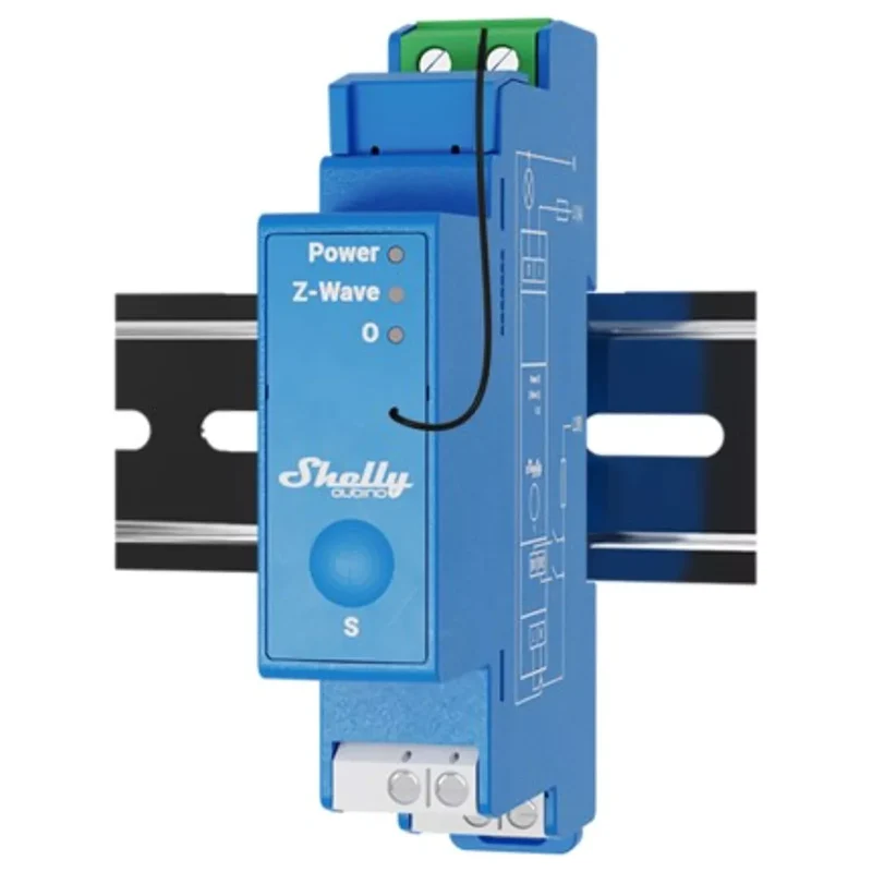 Shelly Módulo Z-Wave™ de 1 Canal com Contacto Seco p/ Calha DIN – 110-240 V AC / 16 A - Shelly Qubino Wave PRO 1