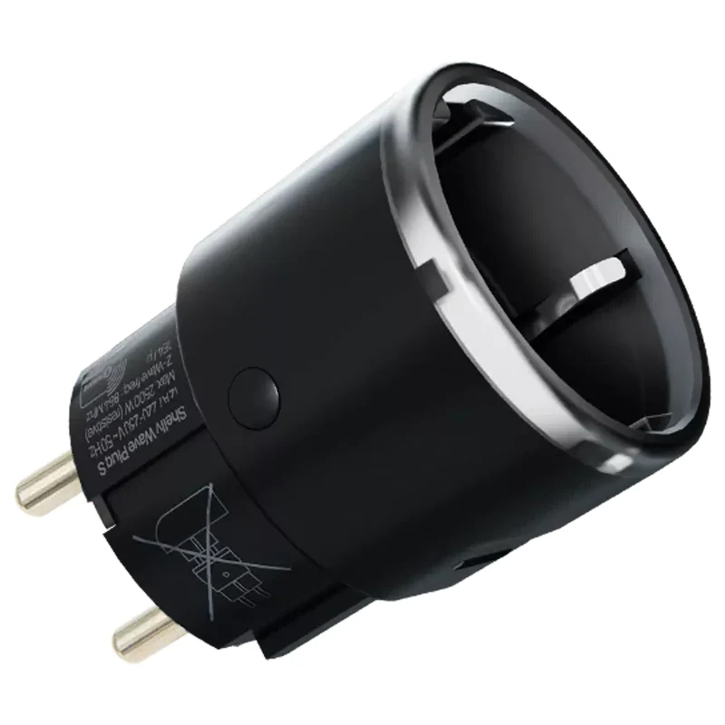 Shelly Tomada Inteligente Z-Wave Mesh/Long Range com Medidor de Consumo 230V / 12A - Shelly Wave Plug S LR em Preto