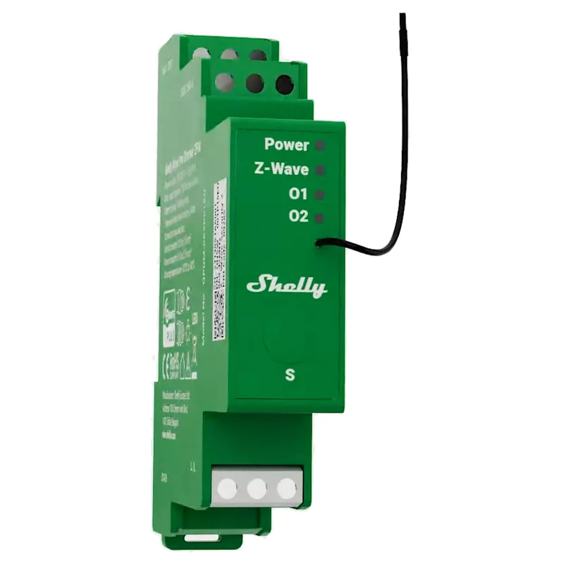 Shelly Dimmer Inteligente Z-Wave 2 canais 2×200W p/ calha DIN - Shelly Wave Pro Dimmer 2PM