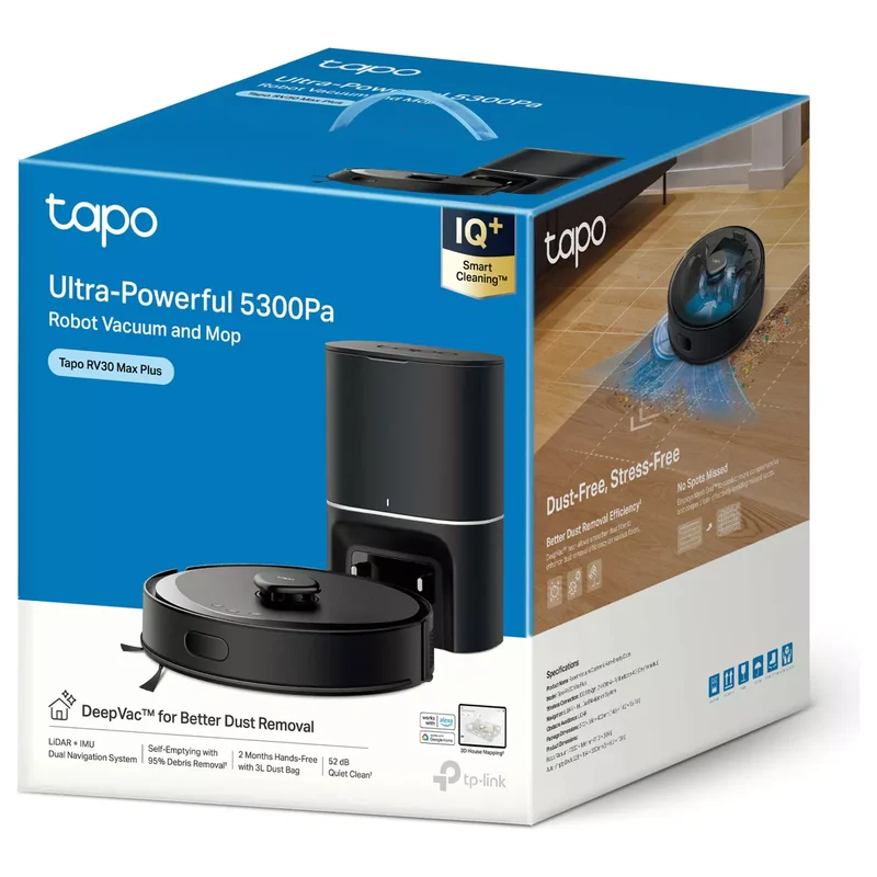 TP-Link Robot Aspirador Inteligente com Auto-Esvaziamento 5300 Pa - TP-Link Tapo RV30 Max Plus
