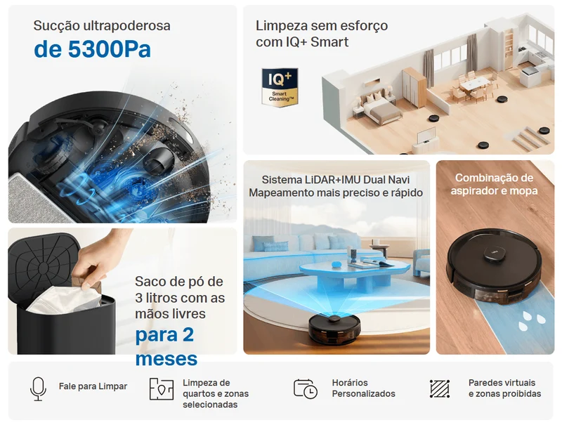 TP-Link Robot Aspirador Inteligente com Auto-Esvaziamento 5300 Pa - TP-Link Tapo RV30 Max Plus