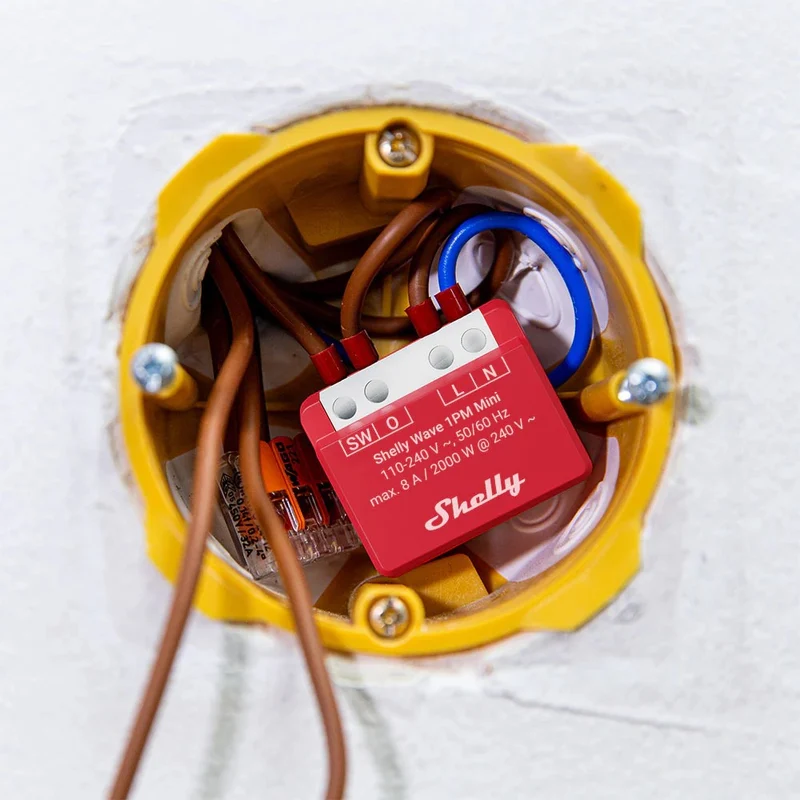 Shelly Mini interruptor Z-Wave 8A c/ medição - Shelly Wave 1PM Mini LR