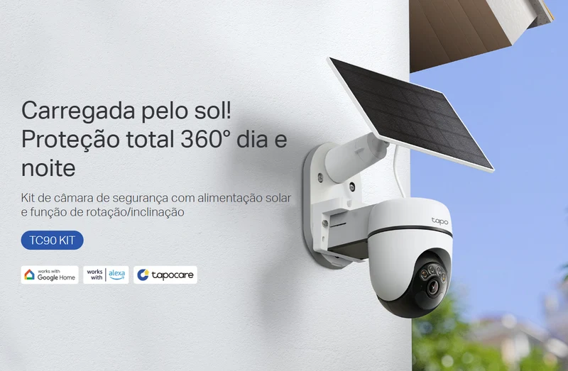 TP-Link Câmara de Vigilância Pan/Tilt 2K 3MP com Bateria e Painel Solar - TP-Link Tapo TC90 KIT