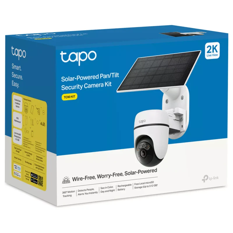 TP-Link Câmara de Vigilância Pan/Tilt 2K 3MP com Bateria e Painel Solar - TP-Link Tapo TC90 KIT