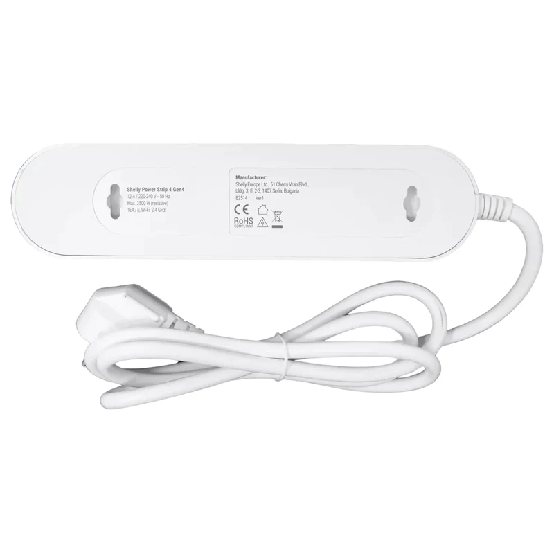 Shelly Extensão Inteligente Multiprotocolo com 4 Tomadas e Medição Individual - Shelly Power Strip 4 Gen4