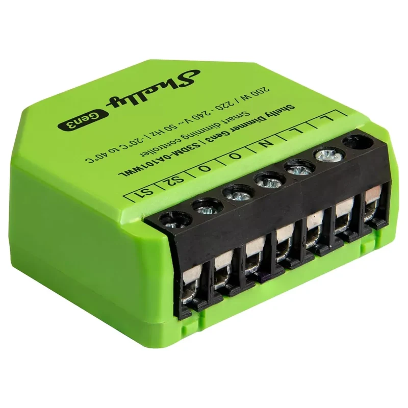 Shelly Dimmer Inteligente WiFi p/ Iluminação (Instalação sem Neutro com Shelly bypass) - Shelly Dimmer Gen3