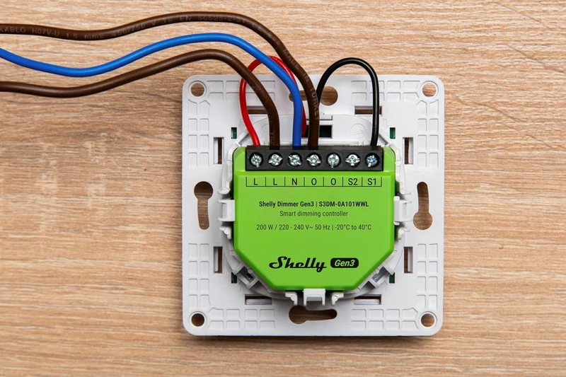 Shelly Dimmer Inteligente WiFi p/ Iluminação (Instalação sem Neutro com Shelly bypass) - Shelly Dimmer Gen3