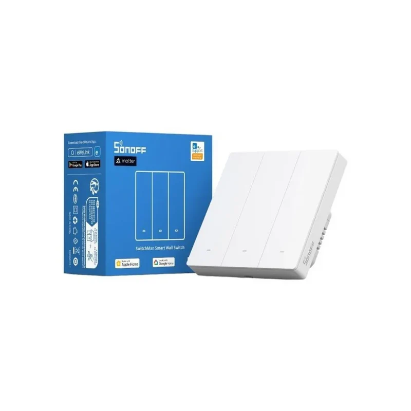 Sonoff M5 Interruptor Inteligente Pressão de 3 canais 86mm Branco Zigbee