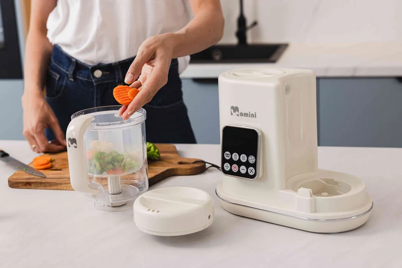 Momini MiniChef - 7-i-1 dampblender til babymad med flaskevarmer