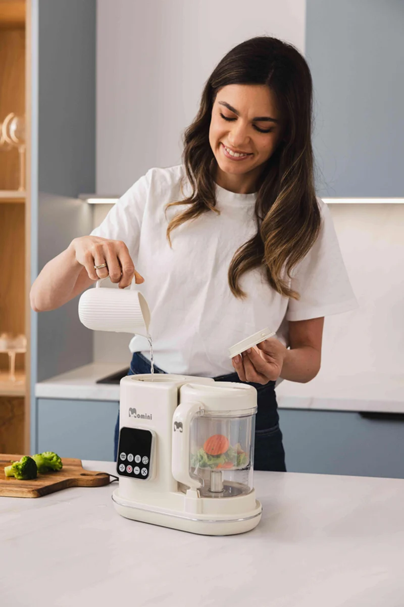 Momini MiniChef - 7-i-1 dampblender til babymad med flaskevarmer