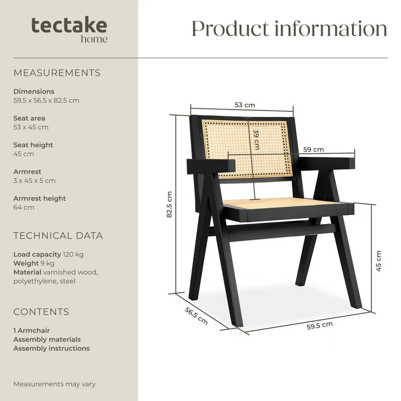 tectake Dining Chair Lizzy Per Piece, Black