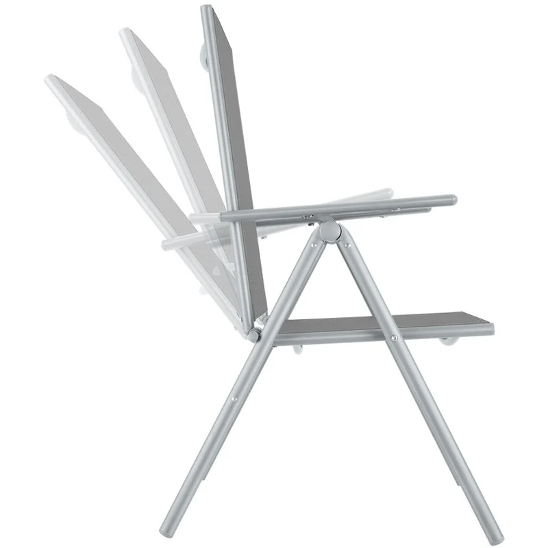 Tectake Marcellino Foldable Garden Chair, Silver 2-pack
