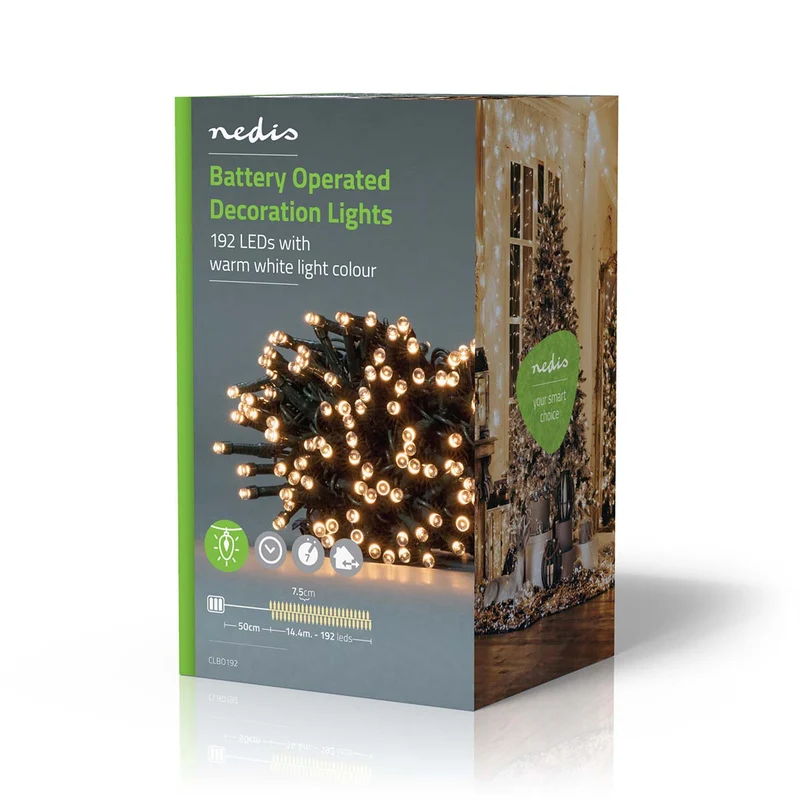 Kerstverlichting Koord - 192 LED's - Warm Wit