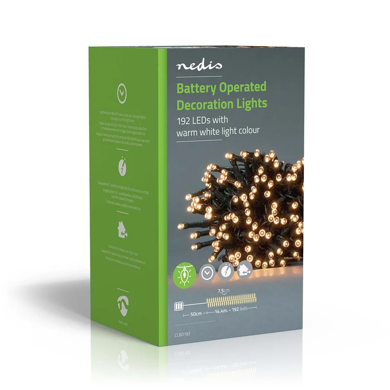 Kerstverlichting Koord - 192 LED's - Warm Wit