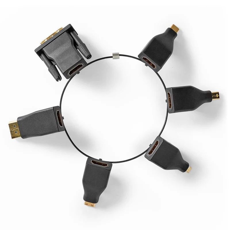 HDMI™-Adapter DisplayPort Male / DVI-D 24+1-Pins Male / HDMI™ Micro-Connector / HDMI™ Mini-Connector / Mini-DisplayPort Male / USB-C™ Male - HDMI™ Output - Verguld