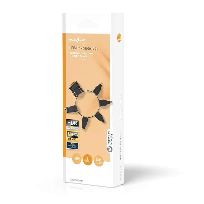 HDMI™-Adapter DisplayPort Male / DVI-D 24+1-Pins Male / HDMI™ Micro-Connector / HDMI™ Mini-Connector / Mini-DisplayPort Male / USB-C™ Male - HDMI™ Output - Verguld